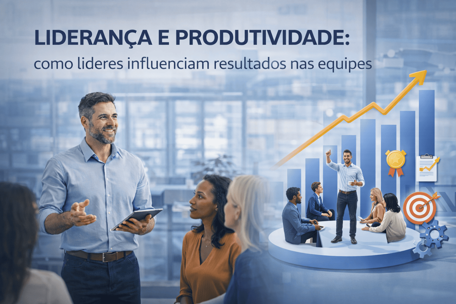 Líder orientando equipe durante reunião estratégica